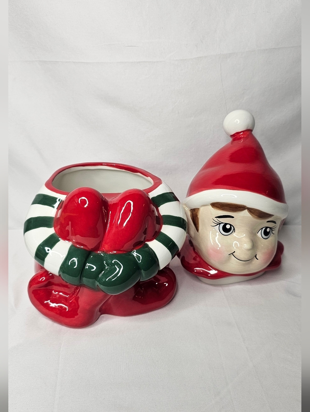 ​Cracker Barrel Christmas Elf Cookie Jar Earthenware Holiday Decor 11.5" - Picture 5 of 9